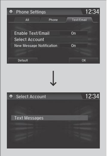 Honda CR-V. Selecting a Text/E-mail Message Account