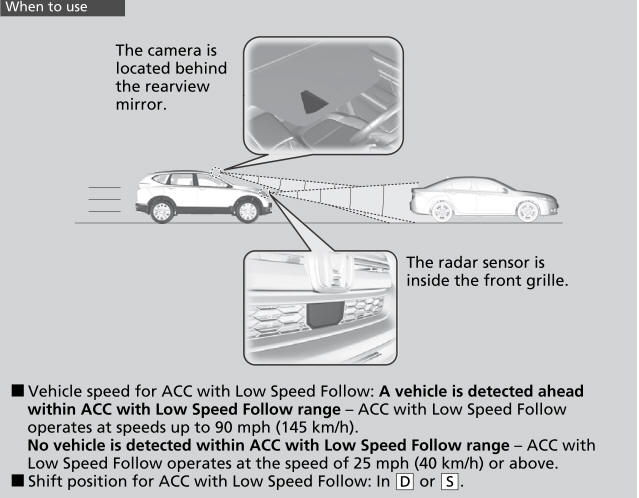 Honda CR-V. Adaptive Cruise Control (ACC) with Low Speed Follow