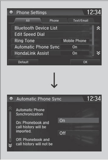 Honda CR-V. Automatic Import of Cellular Phonebook and Call History