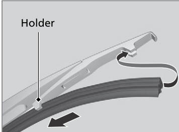 Honda CR-V. Changing the Rear Wiper Blade Rubber