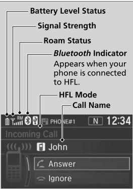 Honda CR-V. HFL Status Display