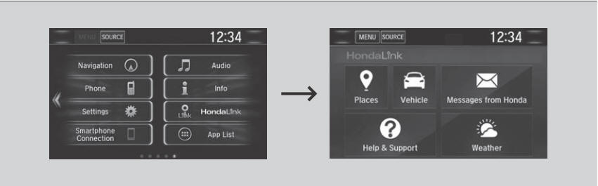 Honda CR-V. HondaLink® Menu