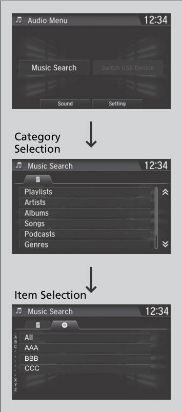 Honda CR-V. How to Select a Song from the Music Search List