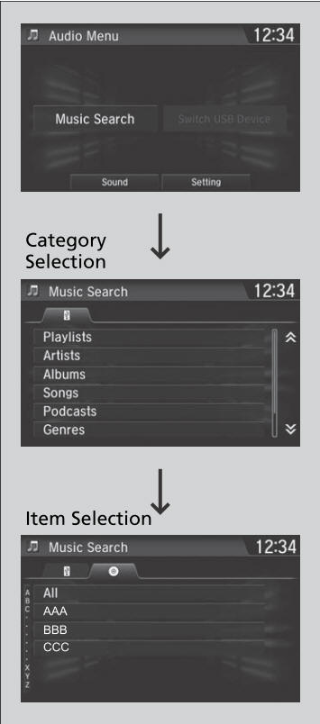 Honda CR-V. How to Select a Song from the Music Search List
