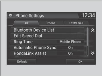 Honda CR-V. Phone Setup