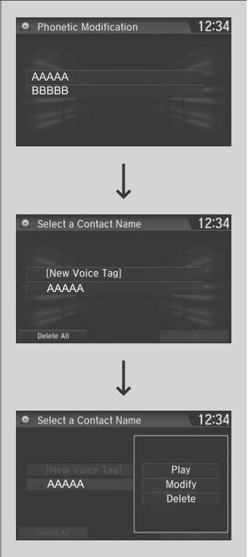 Honda CR-V. Phonebook Phonetic Modification