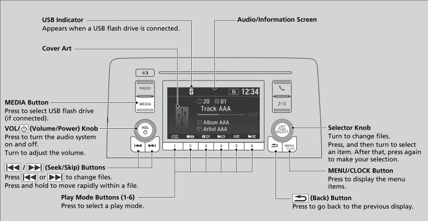 Honda CR-V. Playing a USB Flash Drive