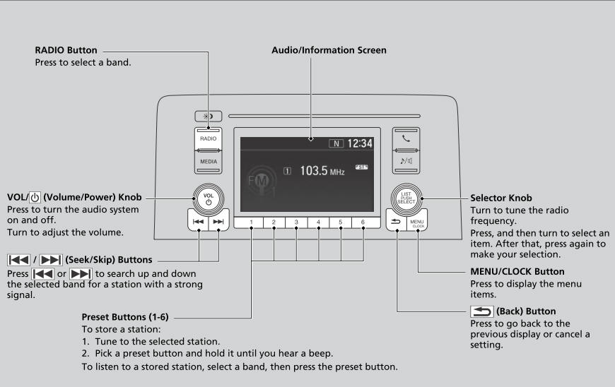 Honda CR-V. Playing AM/FM Radio