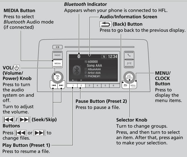 Honda CR-V. Playing Bluetooth® Audio
