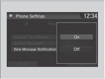 Honda CR-V. To Set Up Text/E-mail Message Options