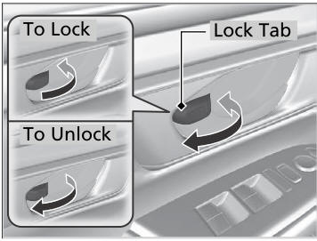 Honda CR-V. Using the Lock Tab